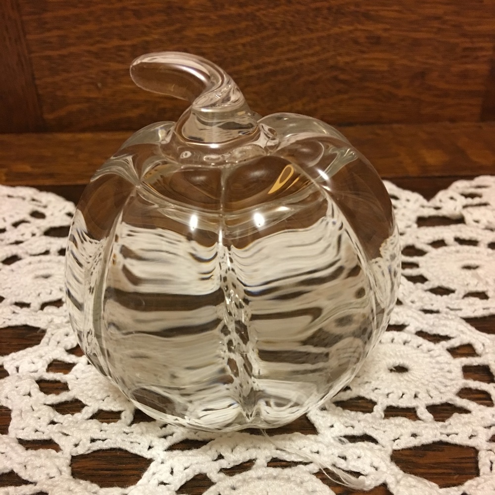 Tiffany & Co Crystal Pumpkin Paperweight